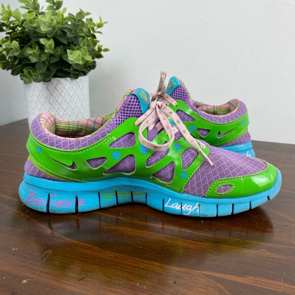 Nike Free Run + 2 DB Doernbecher Violet Green Blue Women's Sz 6.5 Running Shoes - Picture 6 of 10